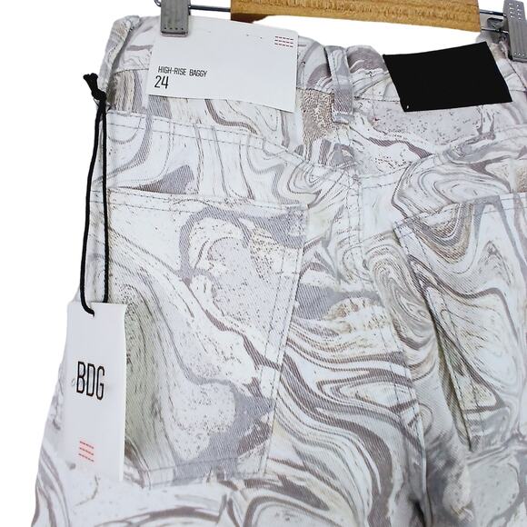 Urban Outfitters SZ 24 BDG High-Rise Baggy Jean Marble Print NWT - Picture 6 of 7